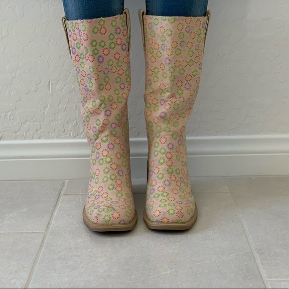 Sunny Daisies Square Toe Mid Calf Western Boots - Picture 5 of 8